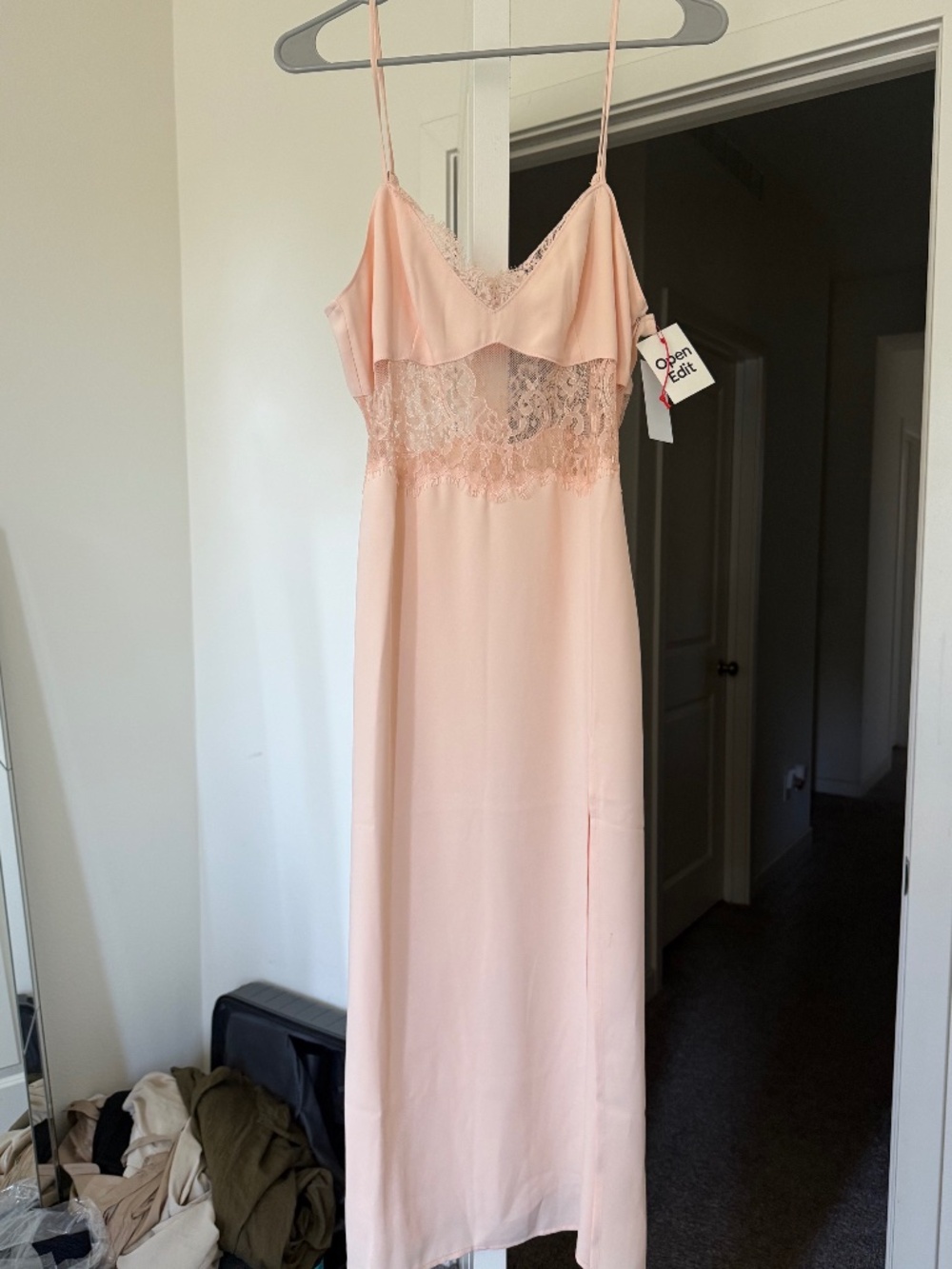 NWT Open Edit Lace Slip Dress - Color Dusty Beige in Size Medium!